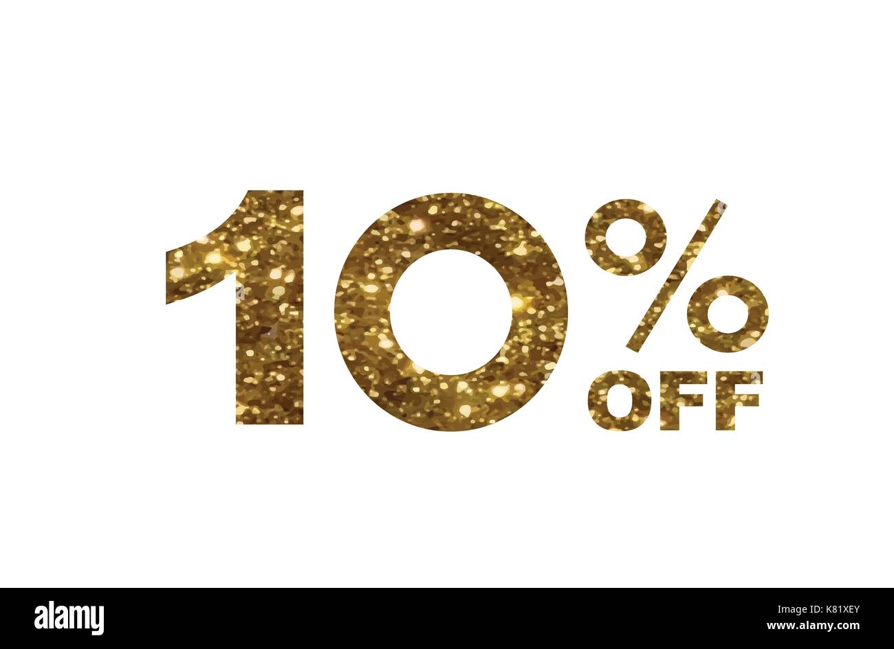 Il vettore luxury golden glitter dieci percento di sconto sconto speciale parola del testo Illustrazione Vettoriale