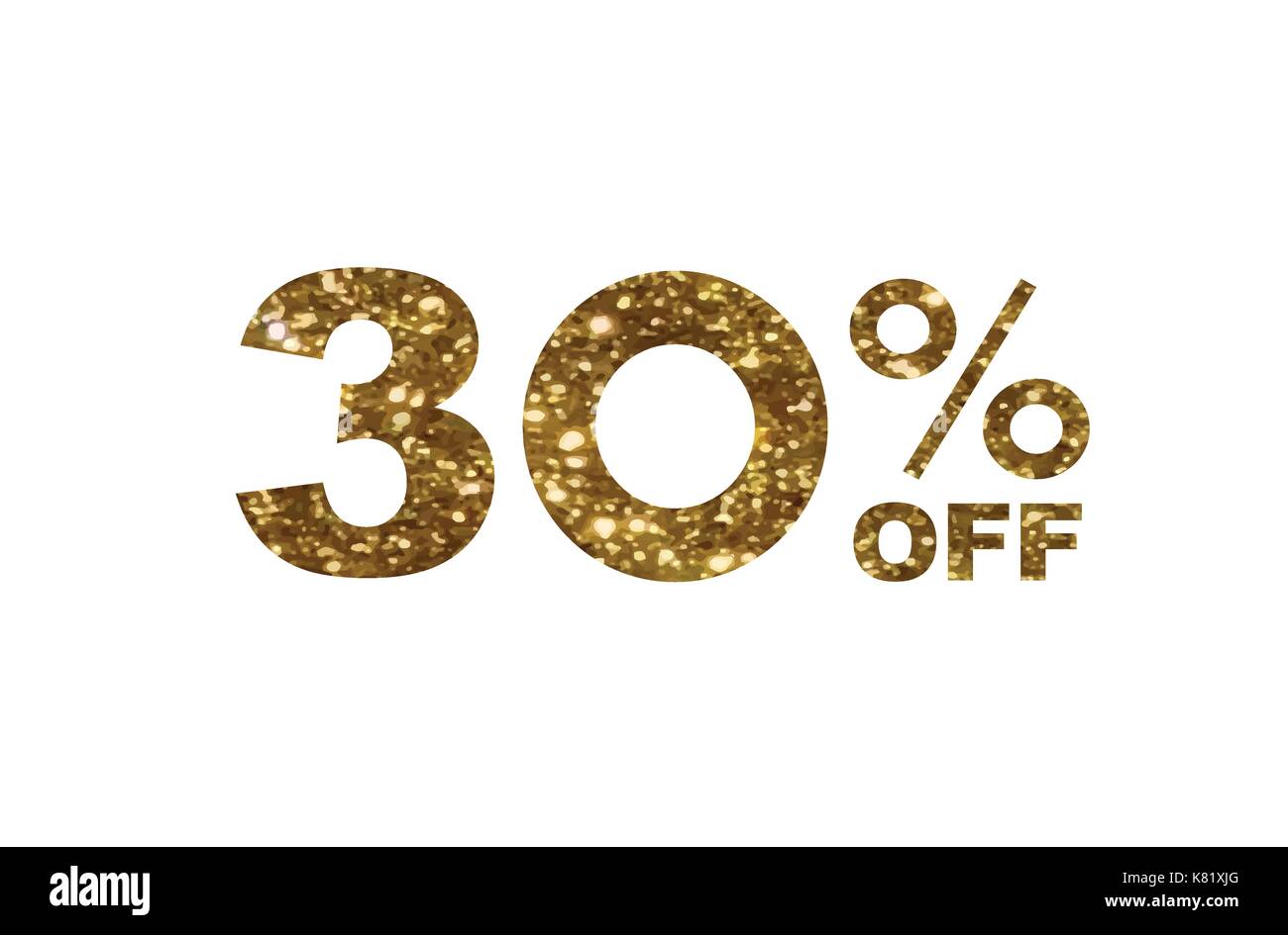 Il vettore luxury golden glitter trenta percento di sconto sconto speciale parola del testo Illustrazione Vettoriale