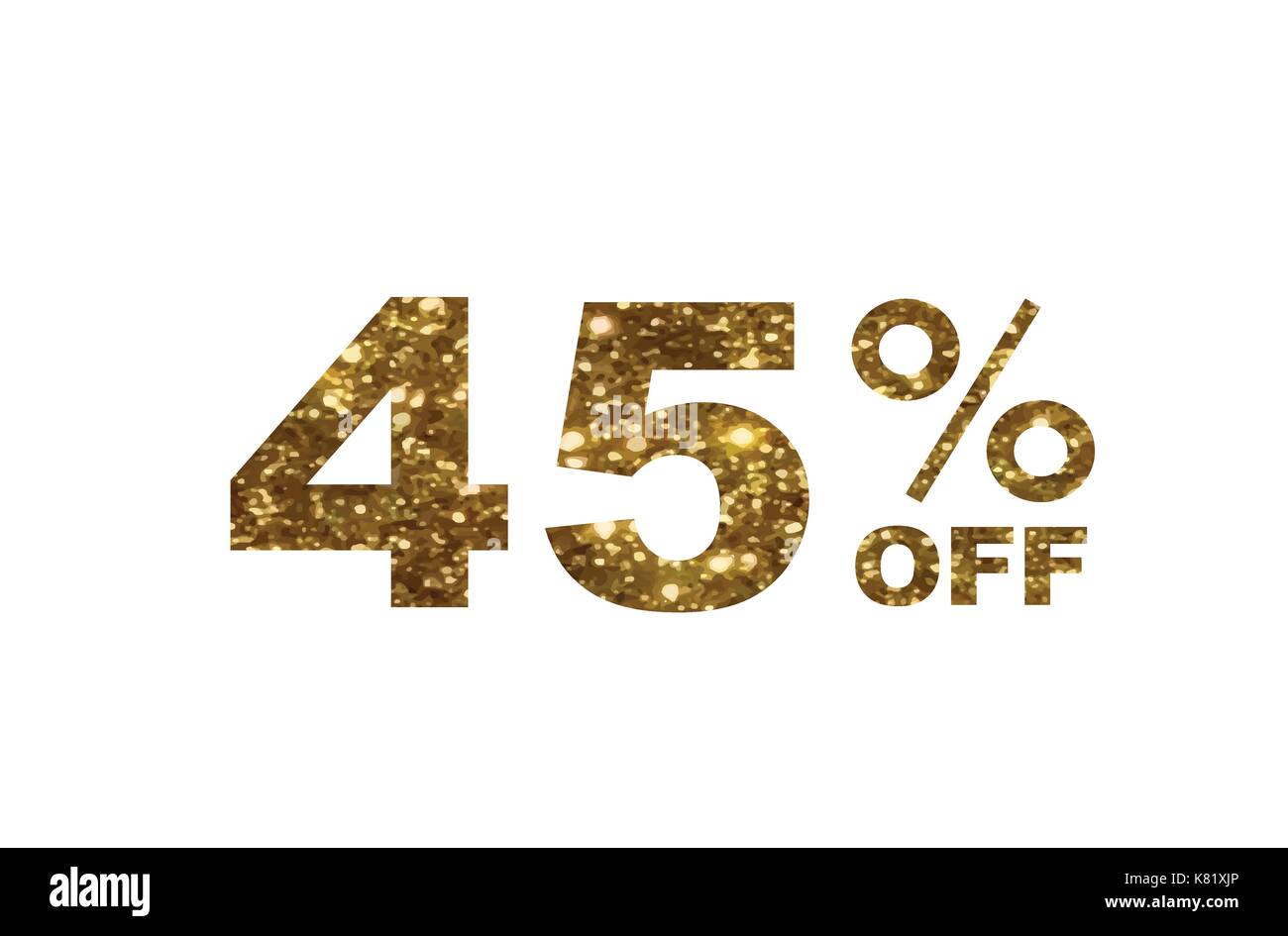 Il vettore luxury golden glitter quaranta cinque percento di sconto testo parola Illustrazione Vettoriale