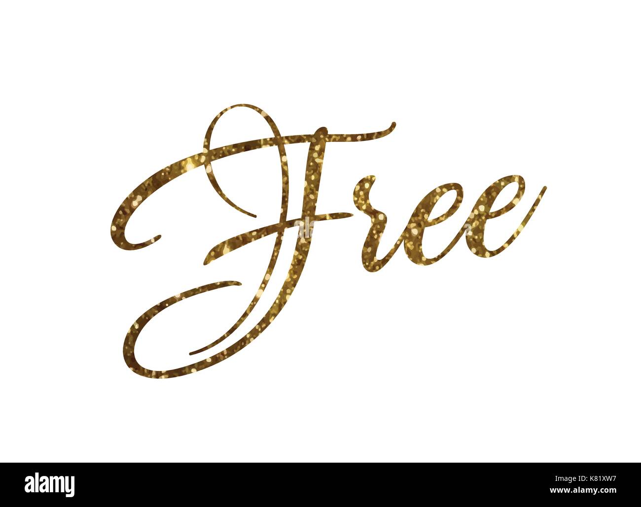 Il golden glitter di isolato la scrittura a mano libera di parola su sfondo bianco Illustrazione Vettoriale