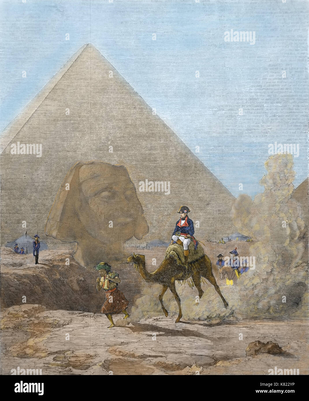 Napoleone in Egitto. Dopo la pittura di Karl girardet, 1851. incisione del XIX secolo. colorato Foto Stock