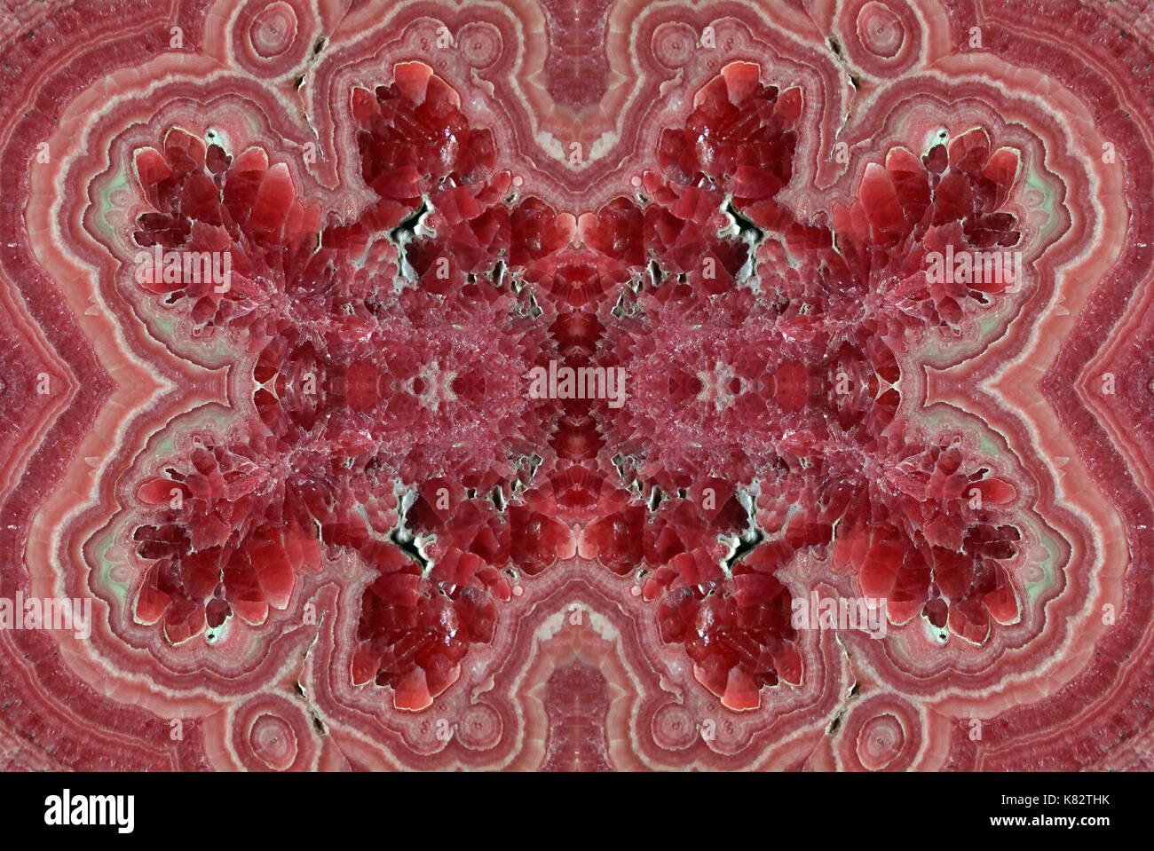 Abstract di fractal rhodochrosite rosa rosa pietra rossa, carbonato di manganese minerale con composizione chimica mnco3 Foto Stock