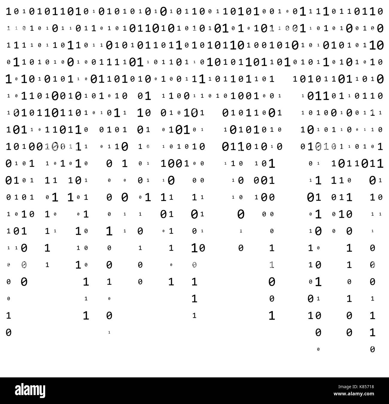 Codice binario zero una matrice sfondo bianco banner bellissimo wallpaper design illustrazione Illustrazione Vettoriale