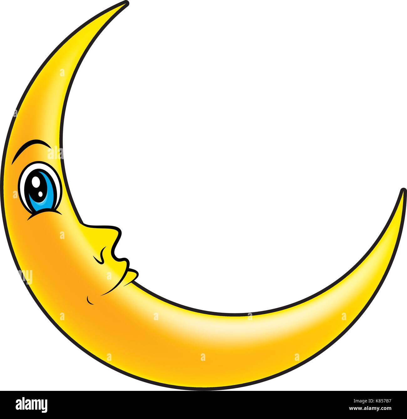 Cartoon falce di luna con occhi vettore icona simbolo design. bella illustrazione isolati su sfondo bianco Illustrazione Vettoriale