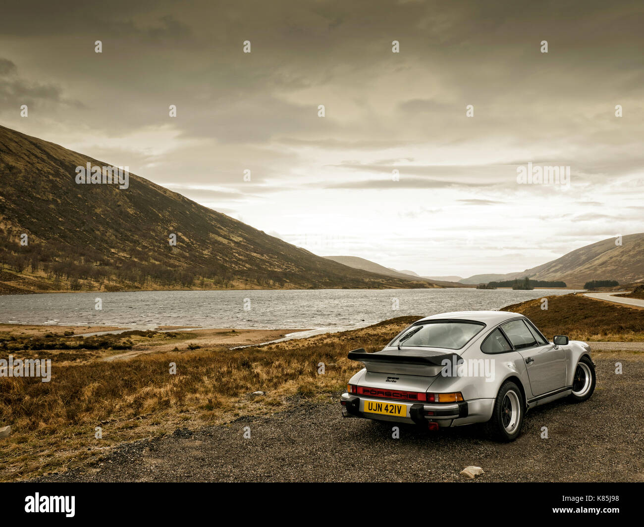 1979 Porsche 911 turbo sulla costa nord 500 route Scozia Scotland Foto Stock