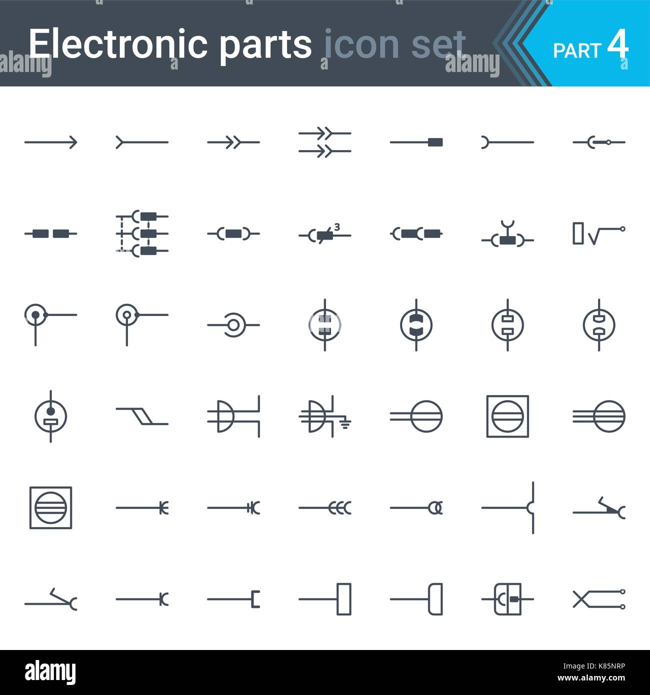 Vettore completo set di elettrico e lo schema di circuito elettronico i simboli e gli elementi - connettori elettrici, prese e spine a jack Illustrazione Vettoriale