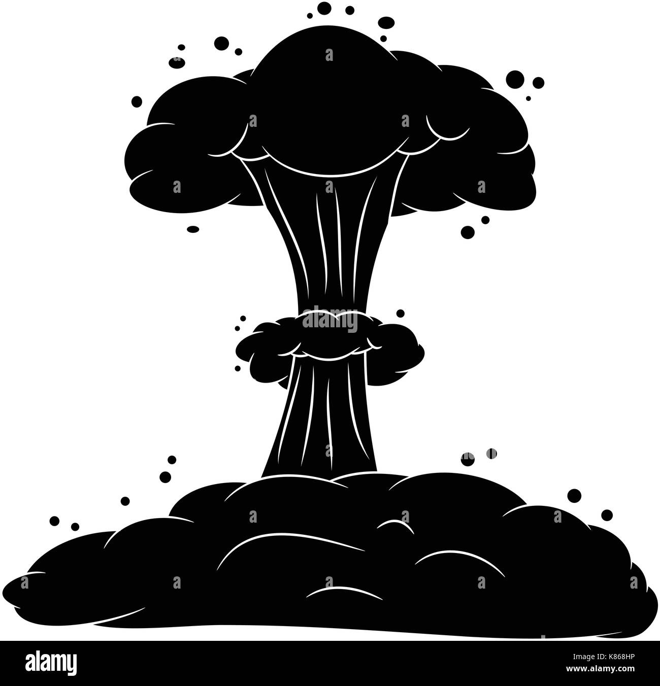 Mushroom cloud, esplosione nucleare silhouette, vettore icona simbolo design. bella illustrazione isolati su sfondo bianco Illustrazione Vettoriale