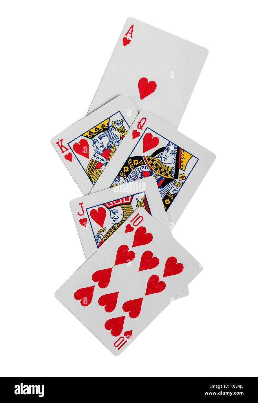 Combinazione di carte da gioco casino poker. isolato su sfondo bianco Foto Stock