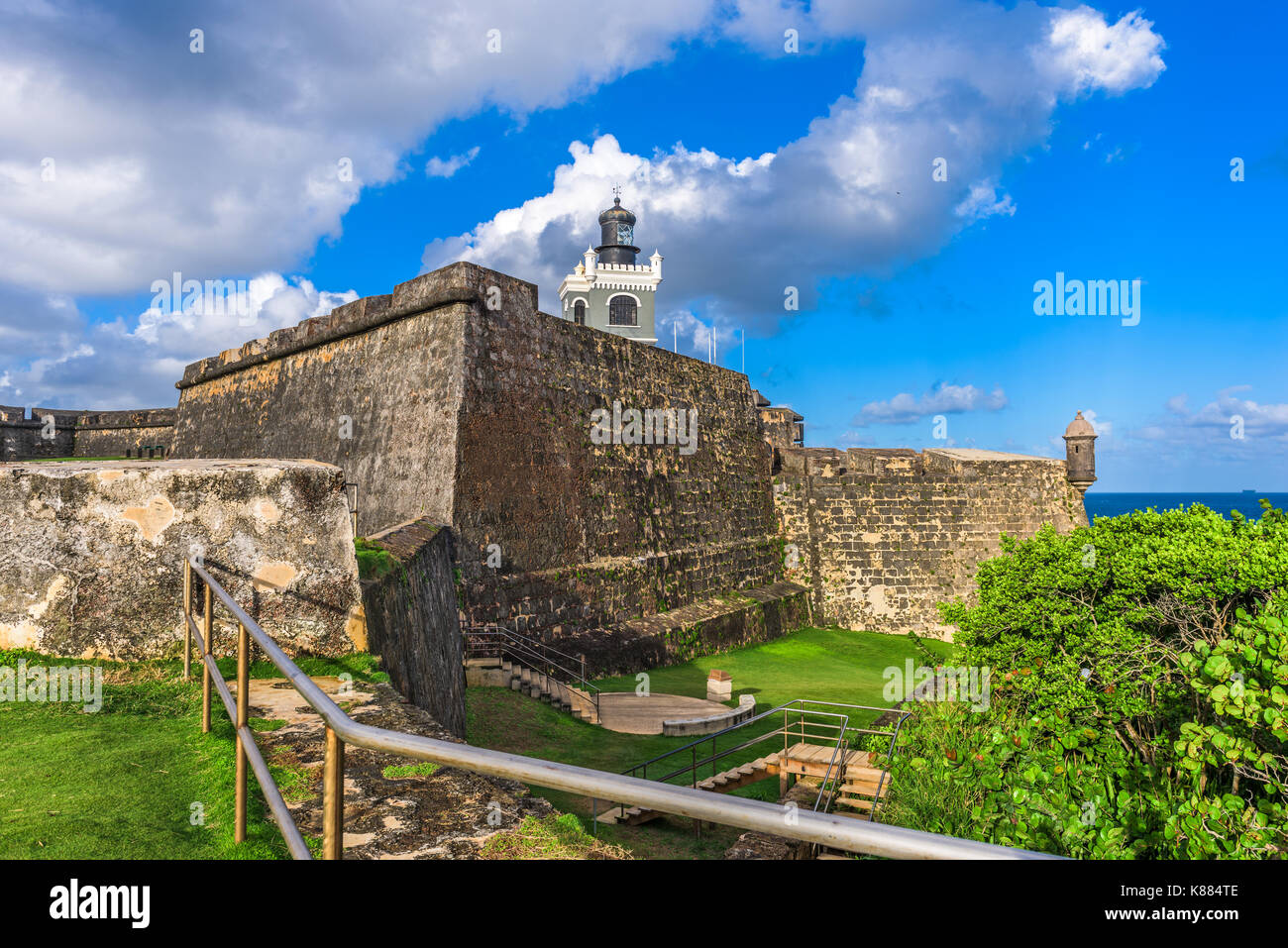San Juan, Puerto Rico al Castillo San Felipe del Morro. Foto Stock