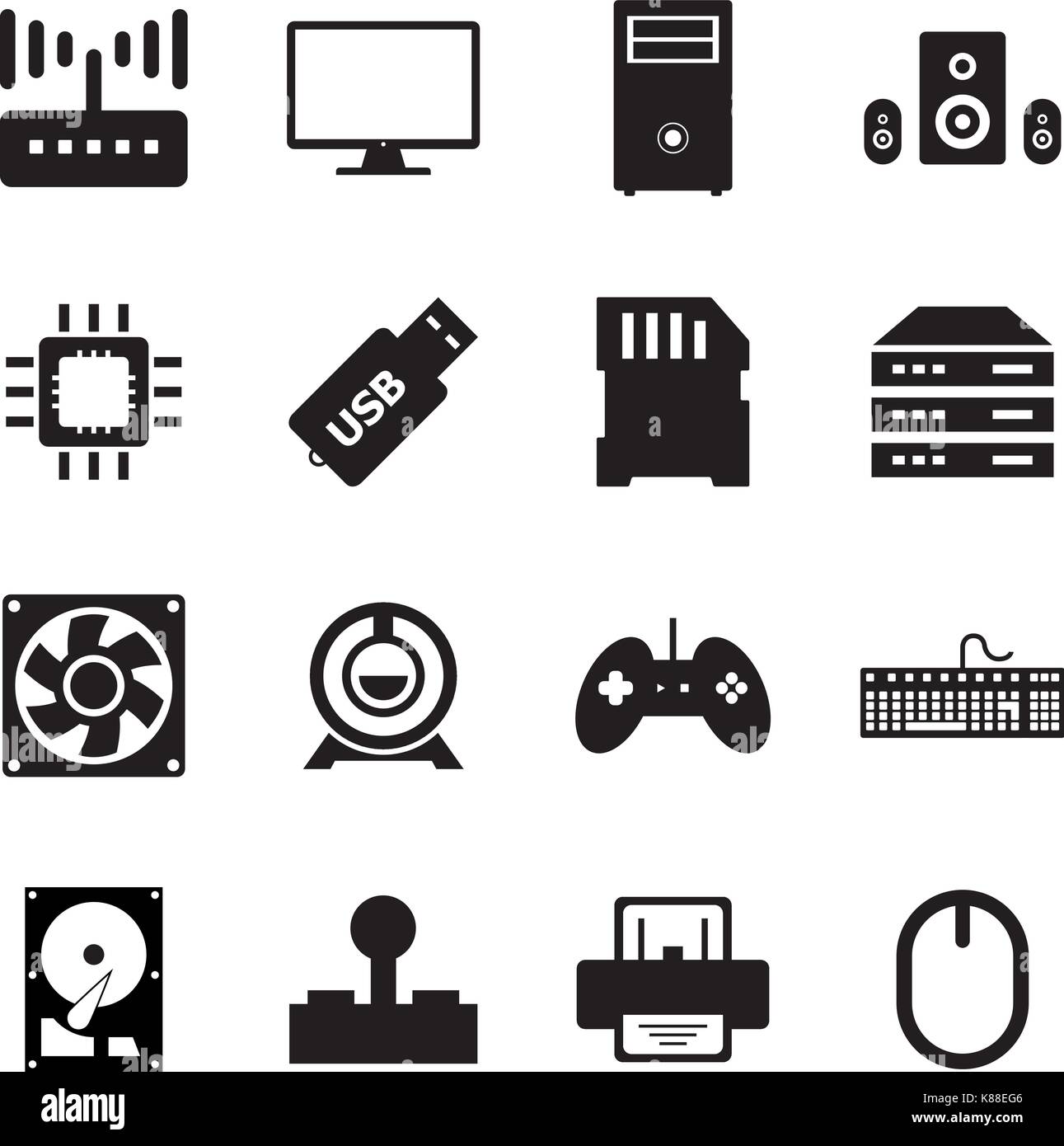 Computer icona hardware Illustrazione Vettoriale