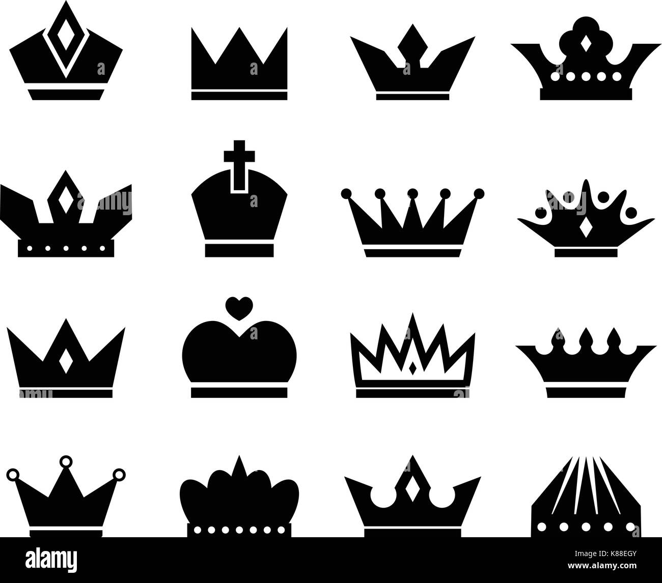 Crown icona impostare Illustrazione Vettoriale