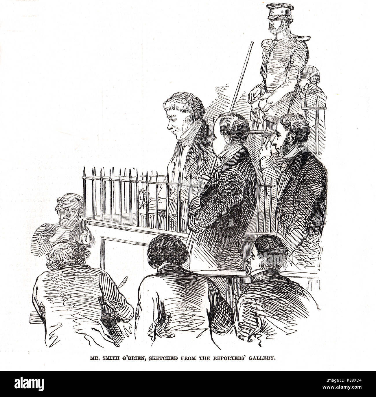 Versione di prova di William Smith O'Brien, Commissione speciale, carestia ribellione trial, Clonmel, Tipperary, 1848 Foto Stock
