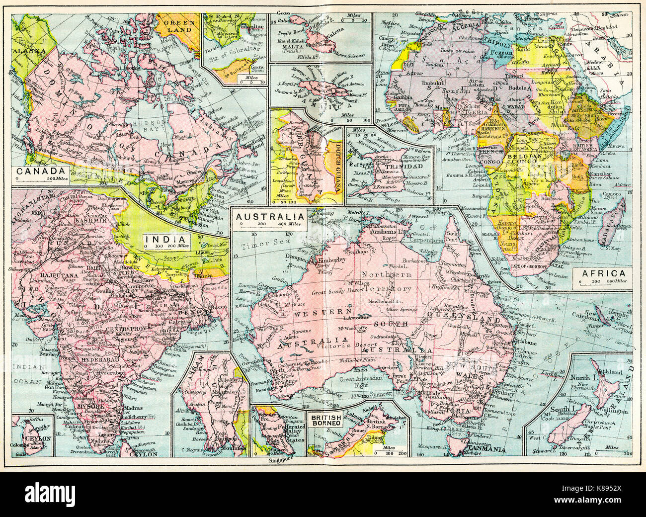 Spiffing Prints Mappa Dell'Impero Britannico Mappa Della Federazione Imperiale Del Mondo 1886 – Tela Da Parete – Arte Decorativa Per La Casa – Stampa Giclée – Piccolo - Foto 6