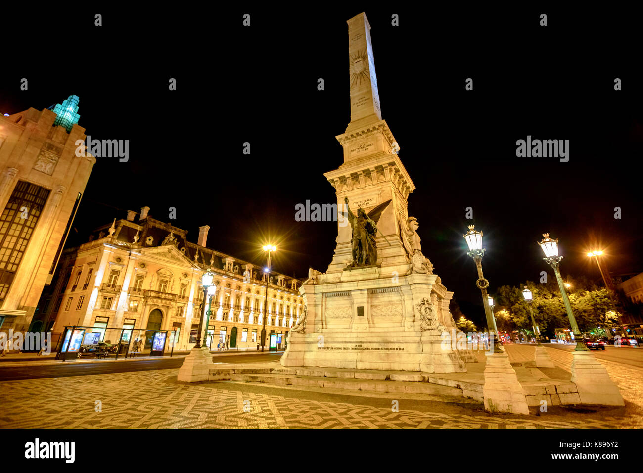 Lisbona di notte Foto Stock