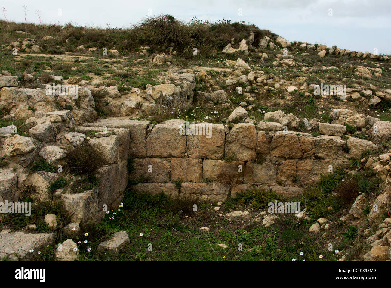 In una posizione strategica in alto nelle montagne di Creta al vertice Kefala un insediamento era fiorente dal tardo Minoan al Dorian volte. In Foto Stock