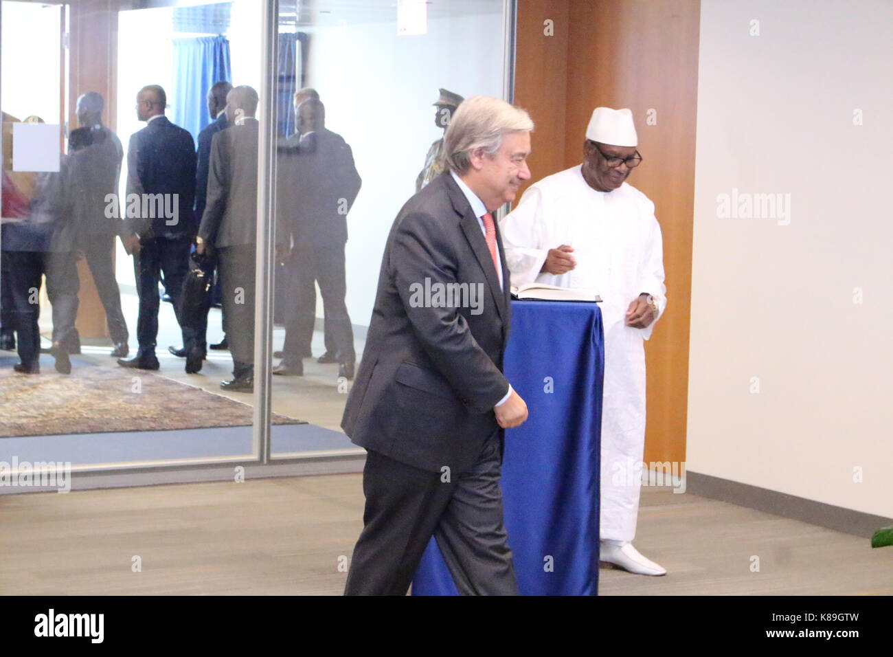 Onu, new york, Stati Uniti d'America. Xviii Sep, 2017. mali presidente Ibrahim boubacar keita incontrato onu sec-gen Antonio Guterres per l Assemblea generale delle Nazioni unite alla settimana. Credito: Matthew russell lee/alamy live news Foto Stock