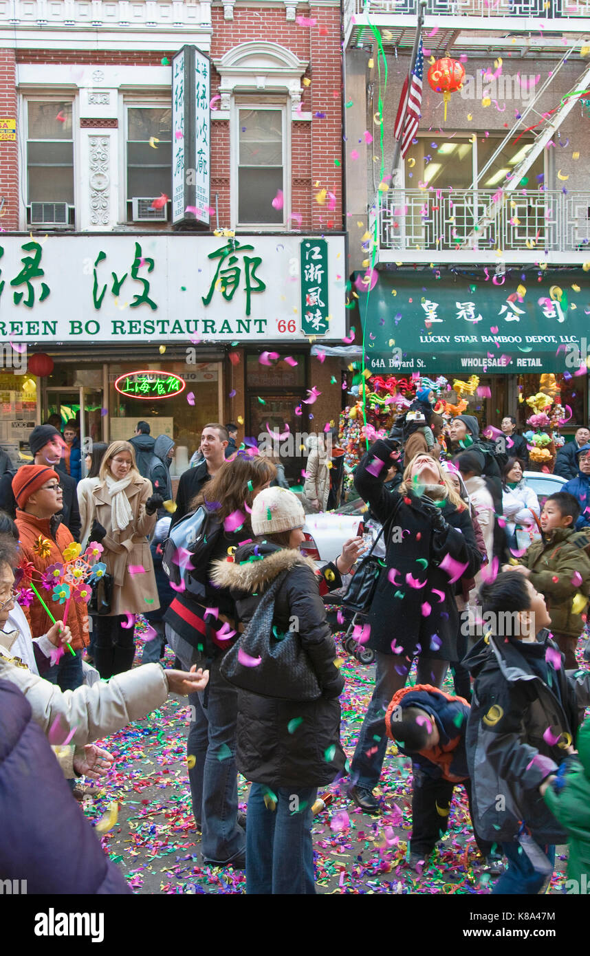 La celebrazione del Capodanno cinese nella parte inferiore di Manhattan. Foto Stock