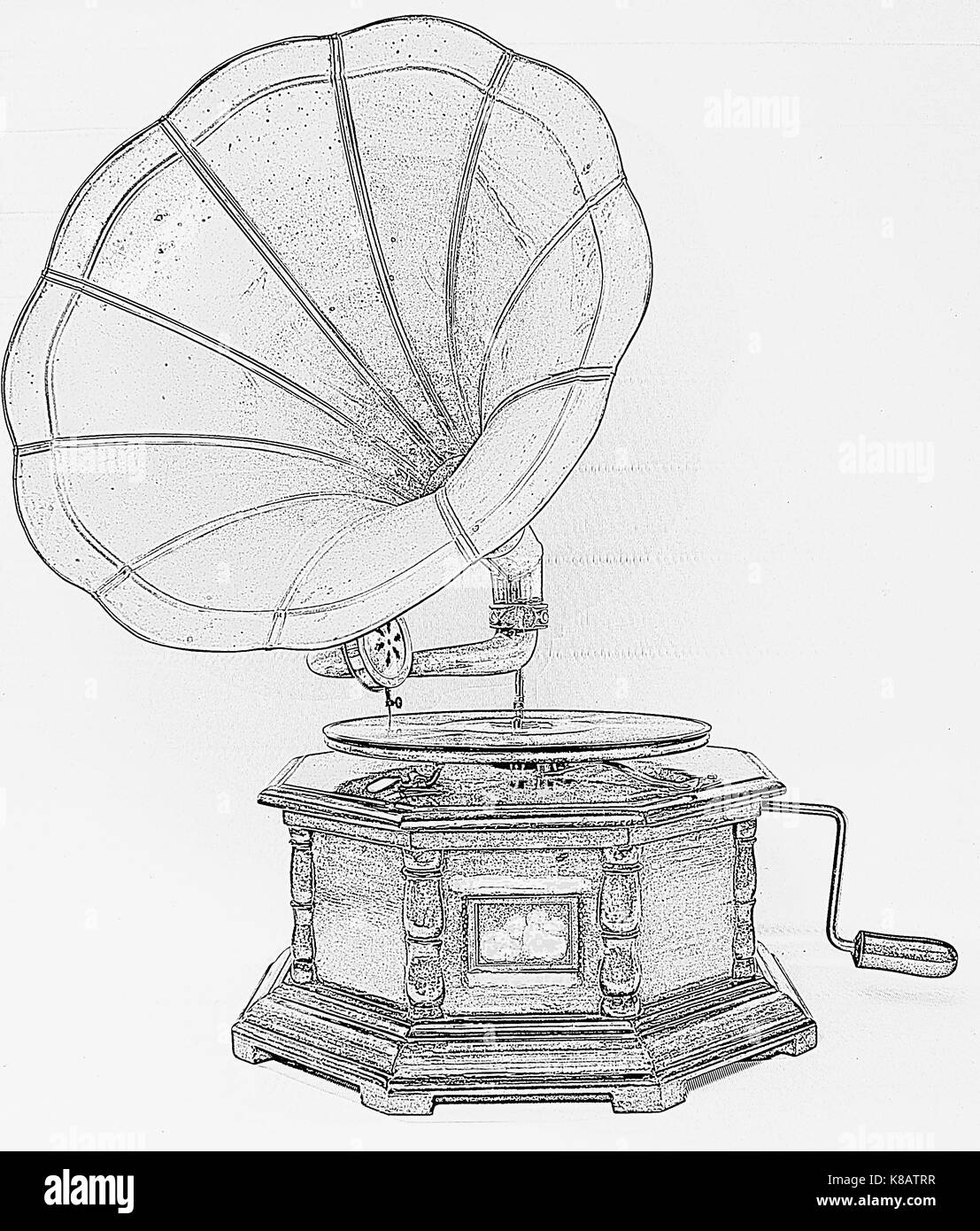 Vecchio disegno grammofono Foto Stock