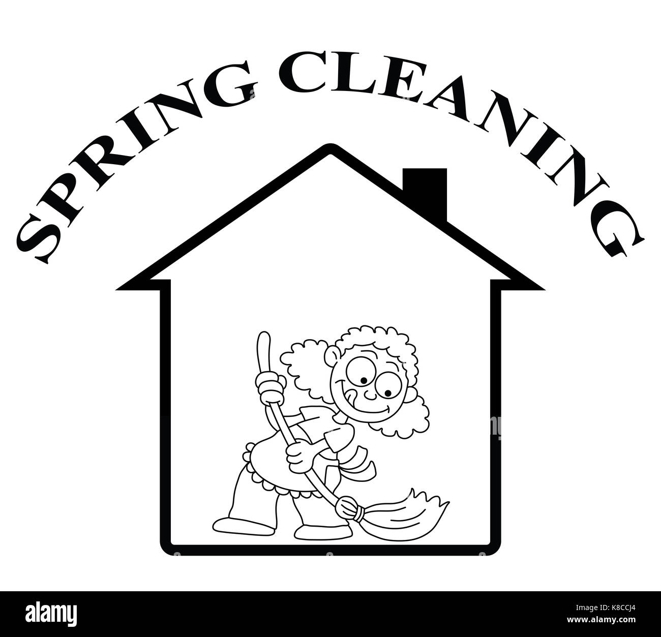 Rappresentazione di home pulizie di primavera isolato su sfondo bianco Foto Stock