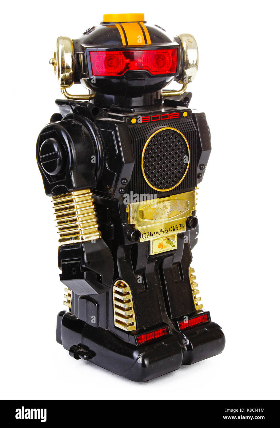 Robot su sfondo bianco. Foto Stock