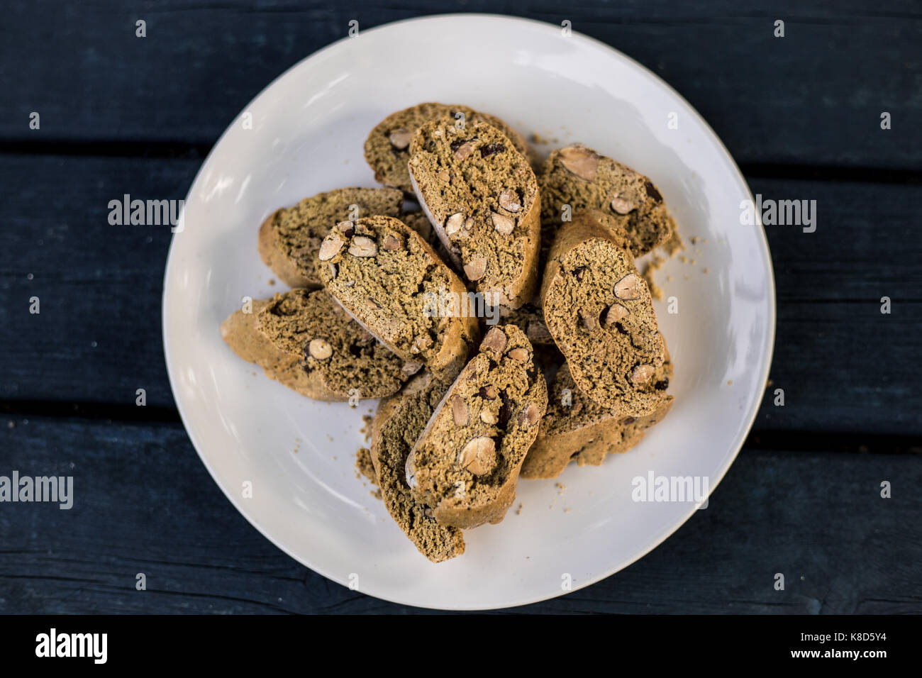 Cibo su una piastra Foto Stock