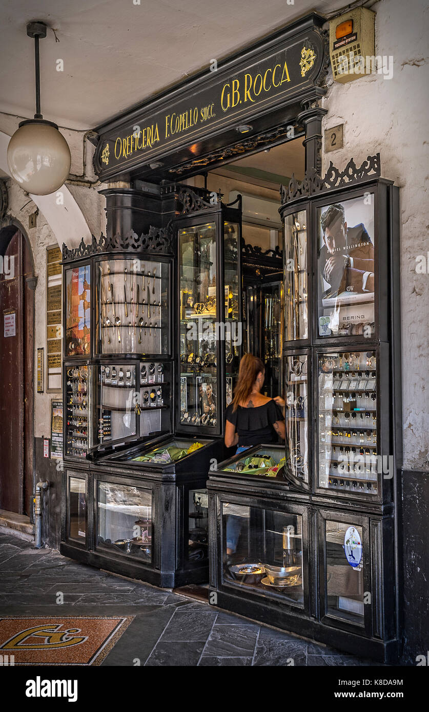 Italia liguria chiavari via della liberazione - storico goldsmith copello succ g.b.rocca Foto Stock