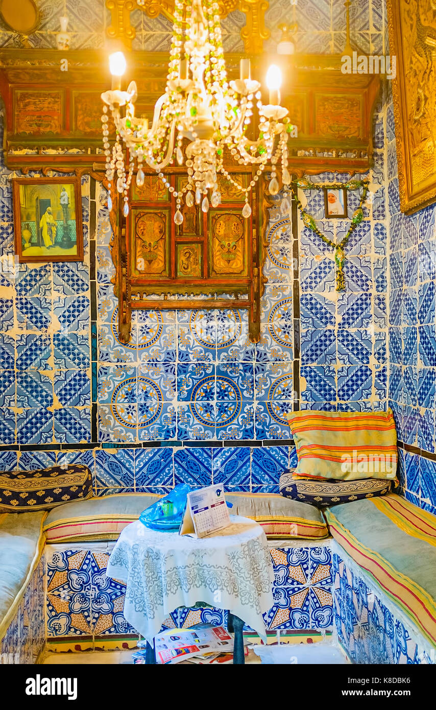 Sousse, Tunisia - 3 settembre 2015: il dar essid mansion è il museo storico con conserva di wintage interni, mobili ed elementi decorativi, su Foto Stock