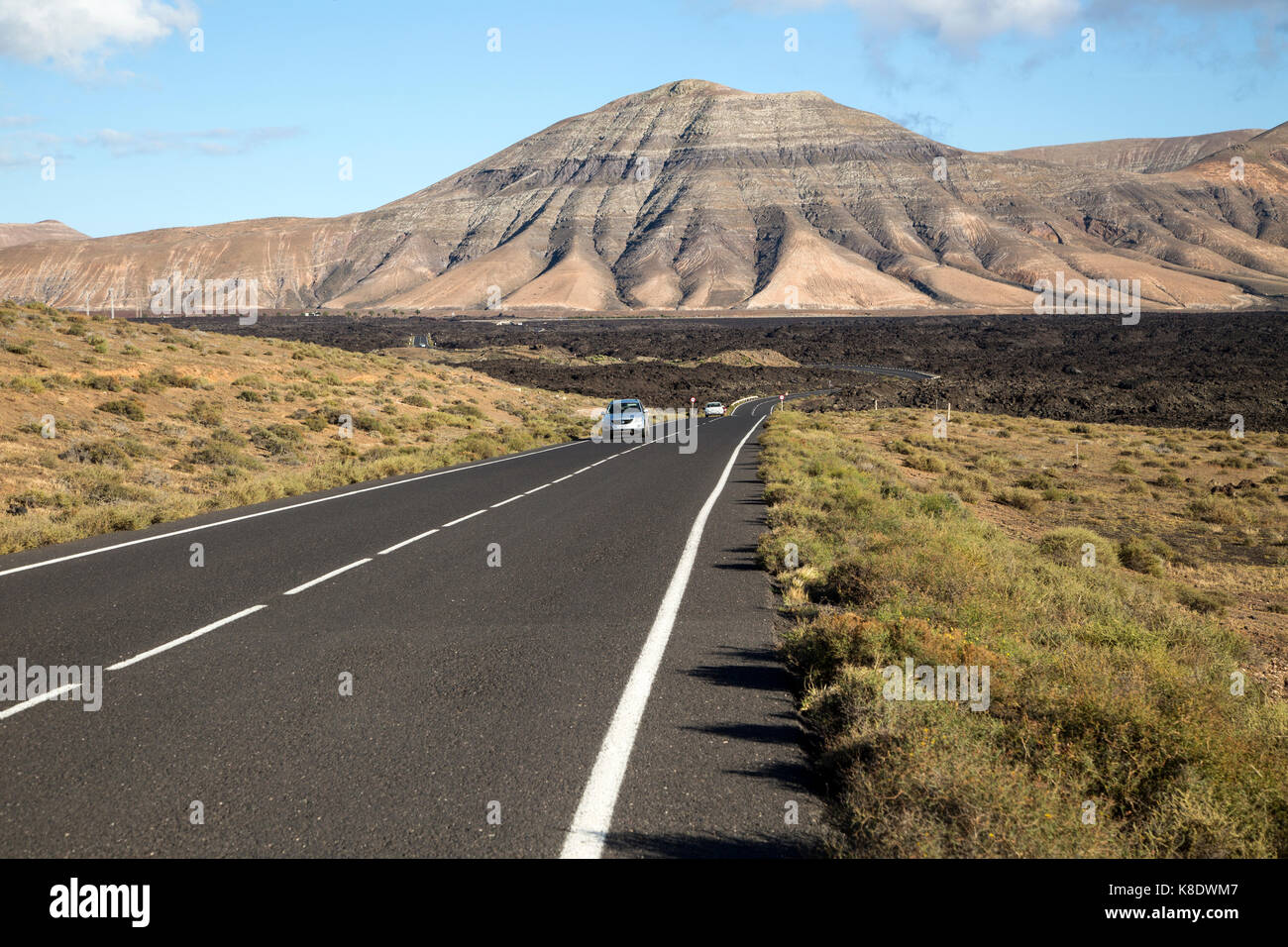 Strada Montana de Medio, montagna, Los Ajaches mountain range, Lanzarote, Isole Canarie, Spagna Foto Stock