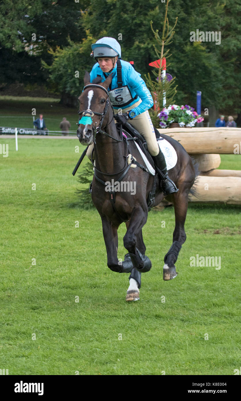 Izzy Taylor su essere toccabile, SsangYong Blenheim Palace International Horse Trials, 16 Settembre 2017 Foto Stock