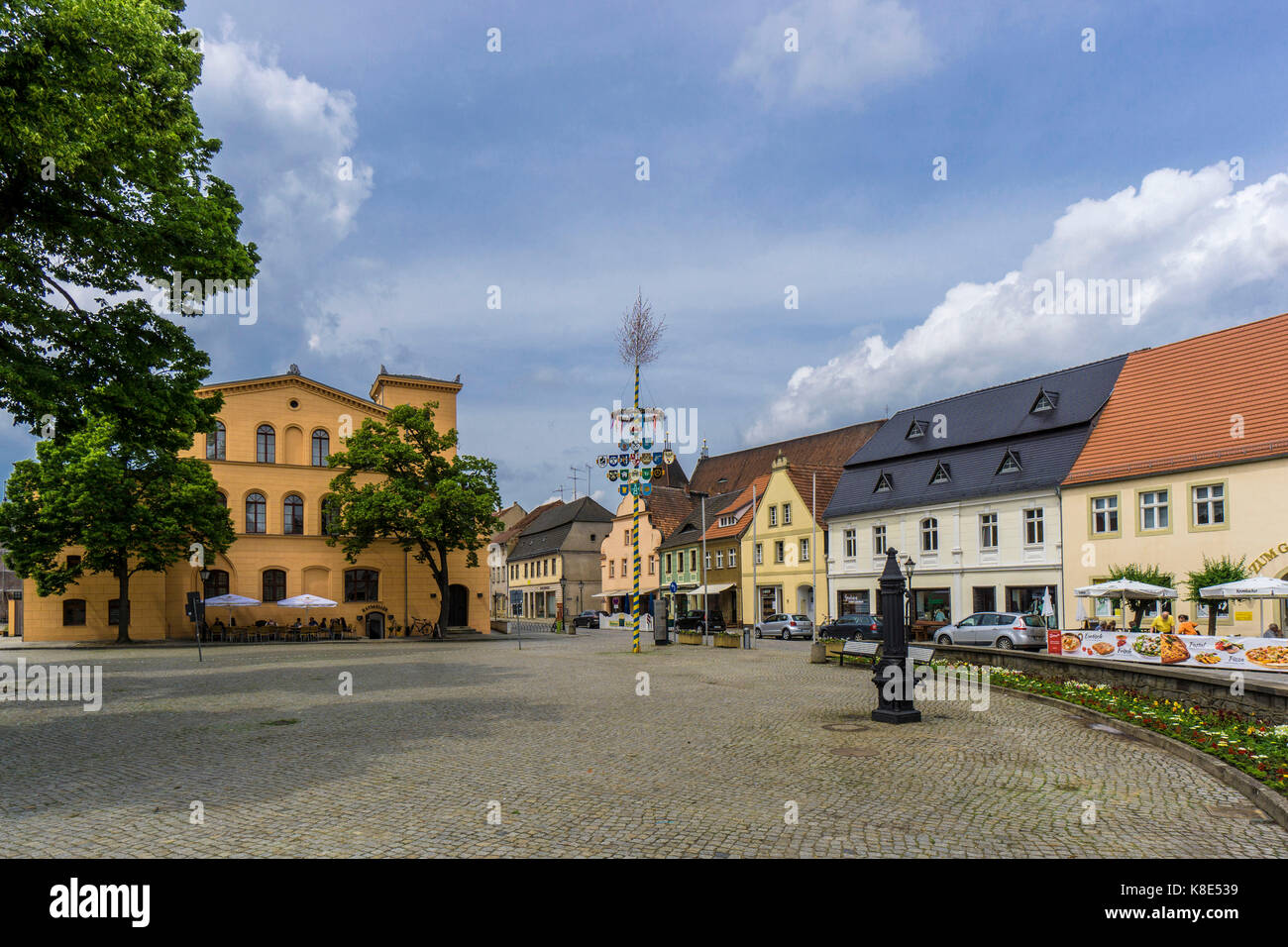 Luckau, il mercato, il municipio e case di città, Marktplatz, rathaus und bürgerhaeuser Foto Stock