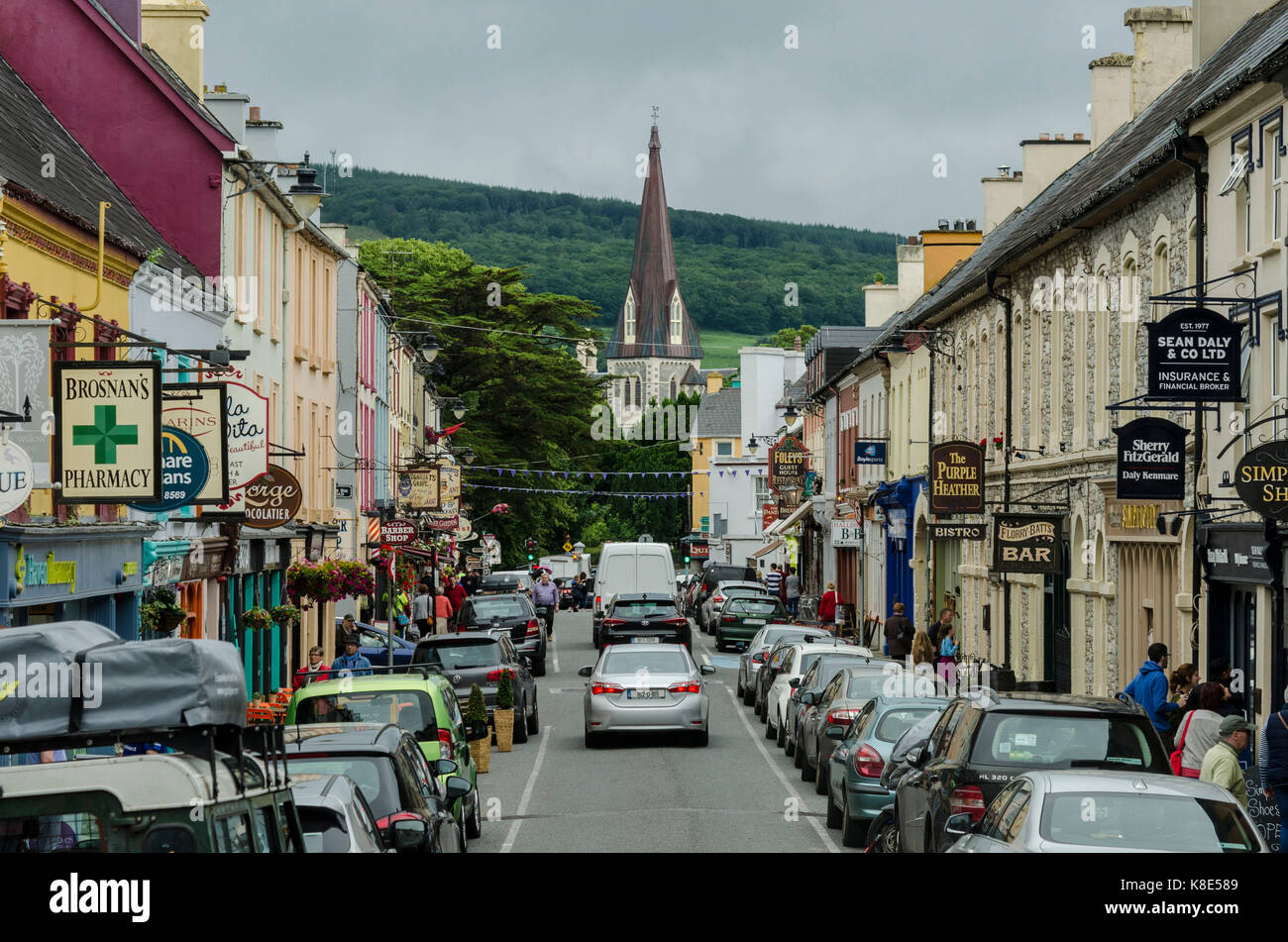 Irlanda, Henry Street a Kenmare, Irland Foto Stock