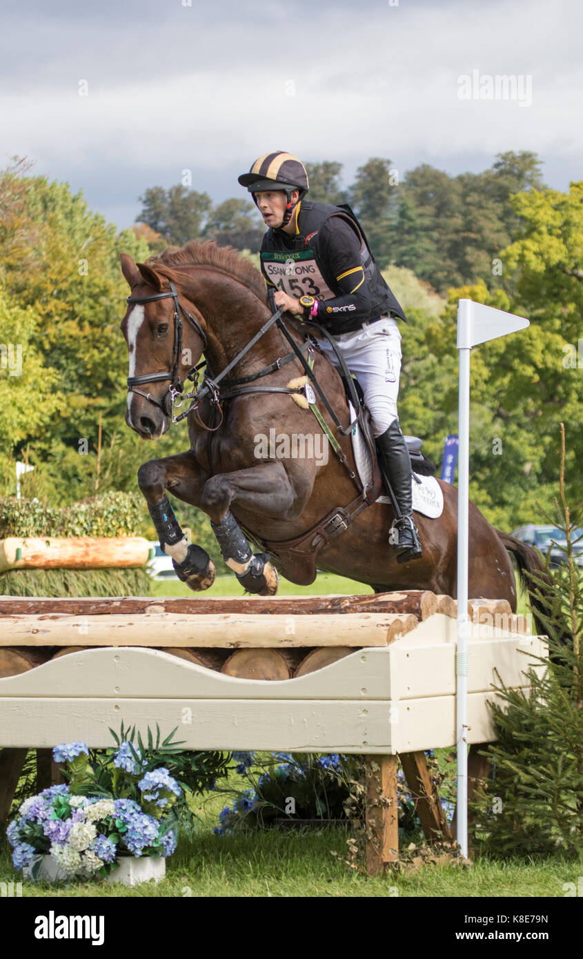 Tom Rowland sulla Missione possibile, Blenheim Palace International Horse Trials 16 Settembre 2017 Foto Stock
