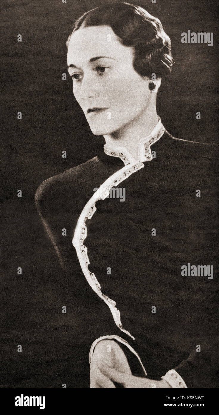 Wallis Simpson, in seguito duchessa di Windsor, nato Bessie Wallis Warfield, 1896 - 1986. American socialite per cui il re Edoardo VIII abdica nel 1936. Dal Settimanale Illustrato, pubblicato nel 1936. Foto Stock