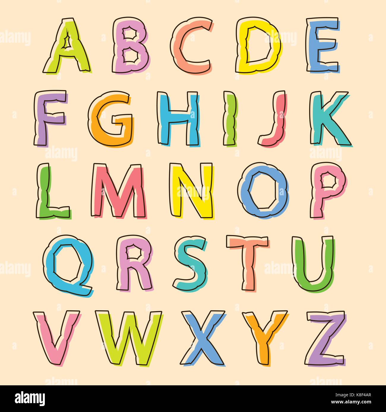 Bambino colorato Alphabet, Vector Illustration Illustrazione Vettoriale