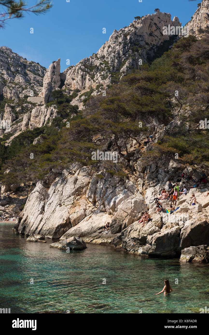Calanque de sugiton,calanques national park, sud della Francia Foto Stock