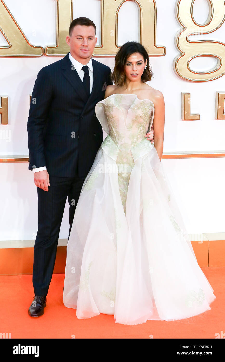 Leicester Square Londra Regno Unito 18 Sep 2017. Channing Tatum e jenna dewan arrivando al kingsman: il golden circle premiere mondiale a Londra. Credito: dinendra haria/alamy live news Foto Stock