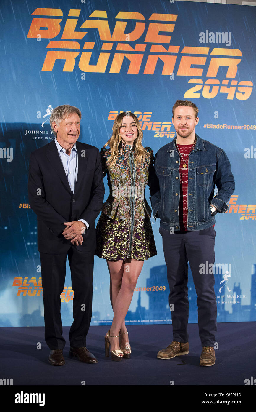 Madrid, spanien. Xix Sep, 2017. harrison ford, Ana de armas e Ryan gosling al photocall per "Blade Runner 2049' all'hotel villamagna. madrid, 19.09.2017 | verwendung weltweit credito: dpa/alamy live news Foto Stock