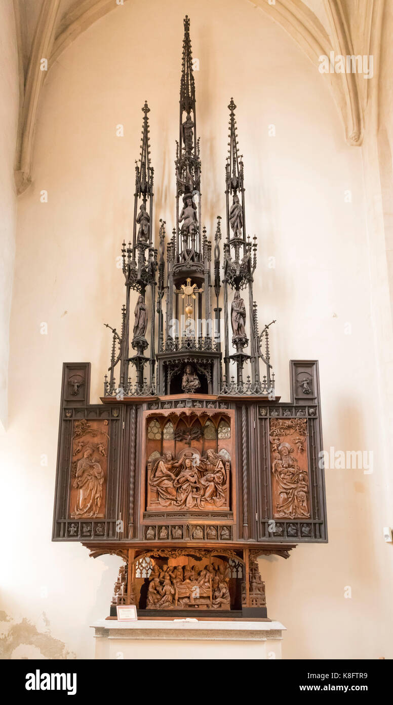 Incoronazione di Maria altare, c. 1520, Jakobkirche, St James Church, Rothenburg ob der Tauber, Germania Foto Stock