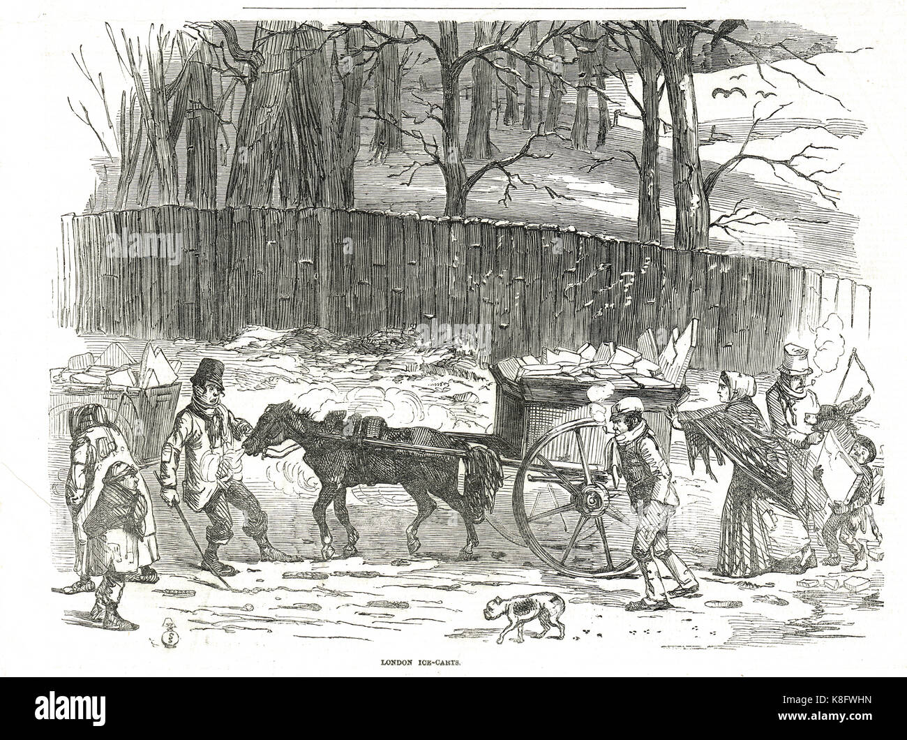 Era Vittoriana Londra carrelli di ghiaccio, 1850 Foto Stock