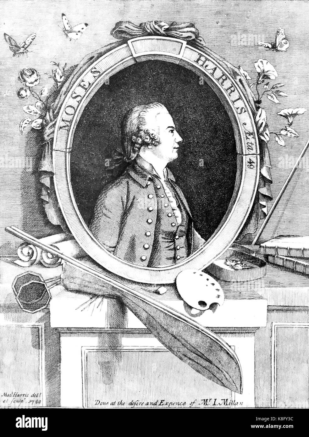 Moses HARRIS (1730-c 1788) incisore e entomologo inglese. La sua incisione del 1760 produsse per un ammiratore. Foto Stock
