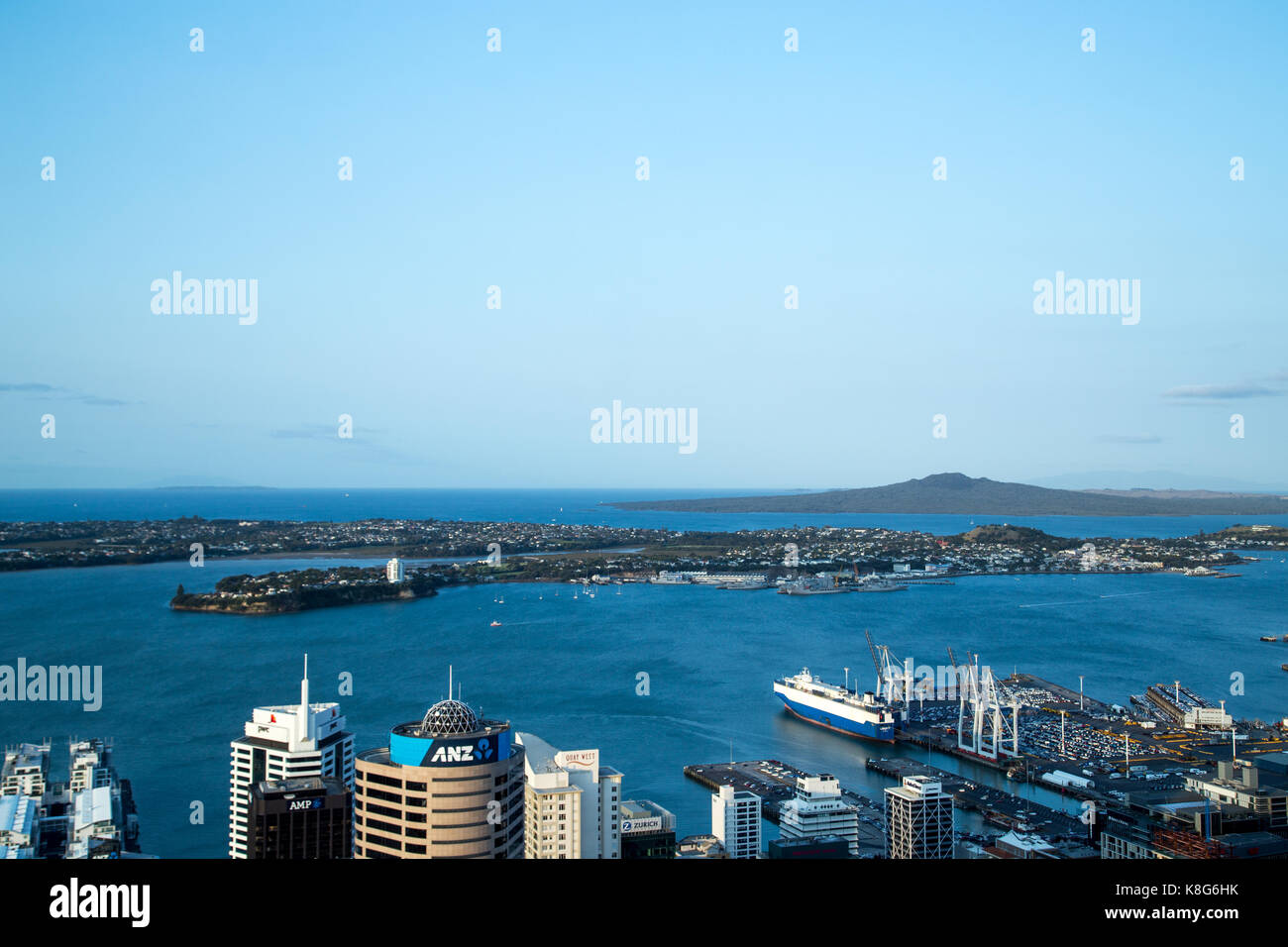 Vista dalla Sky Tower di Auckland, in Australia Foto Stock