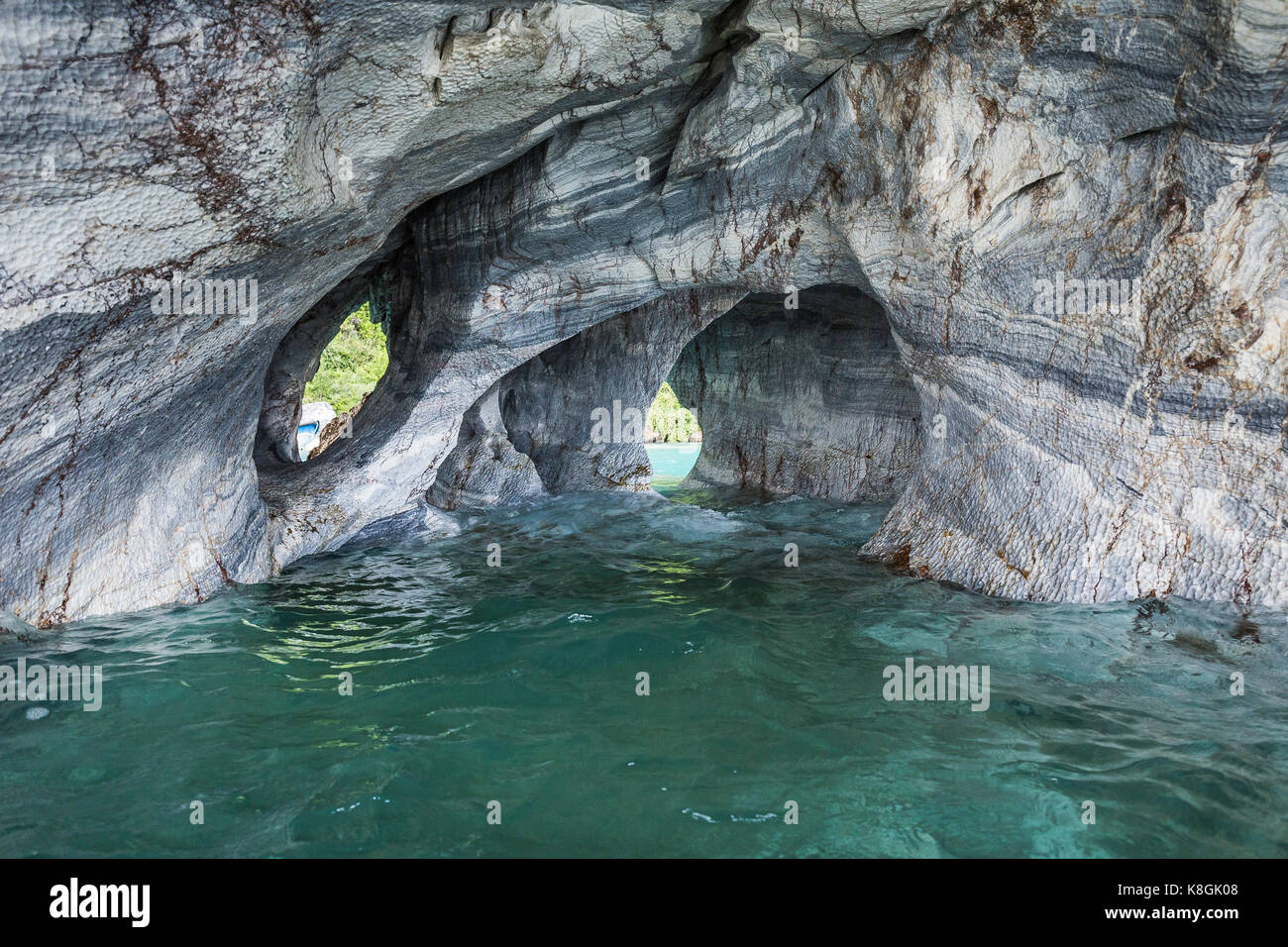 Cave di Marmo Puerto tranquilo, Aysen Regione, Cile, Sud America Foto Stock
