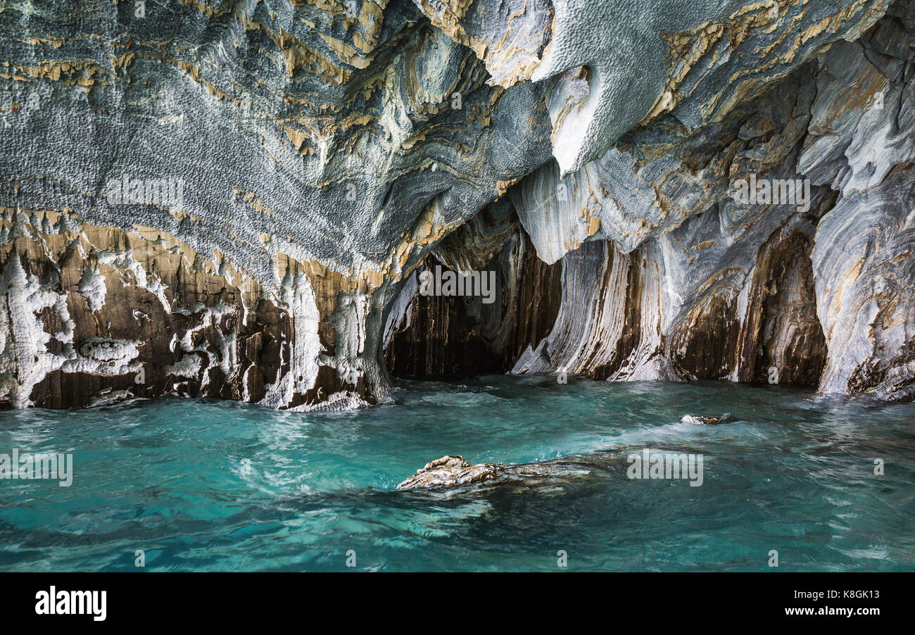 Cave di Marmo Puerto tranquilo, Aysen Regione, Cile, Sud America Foto Stock