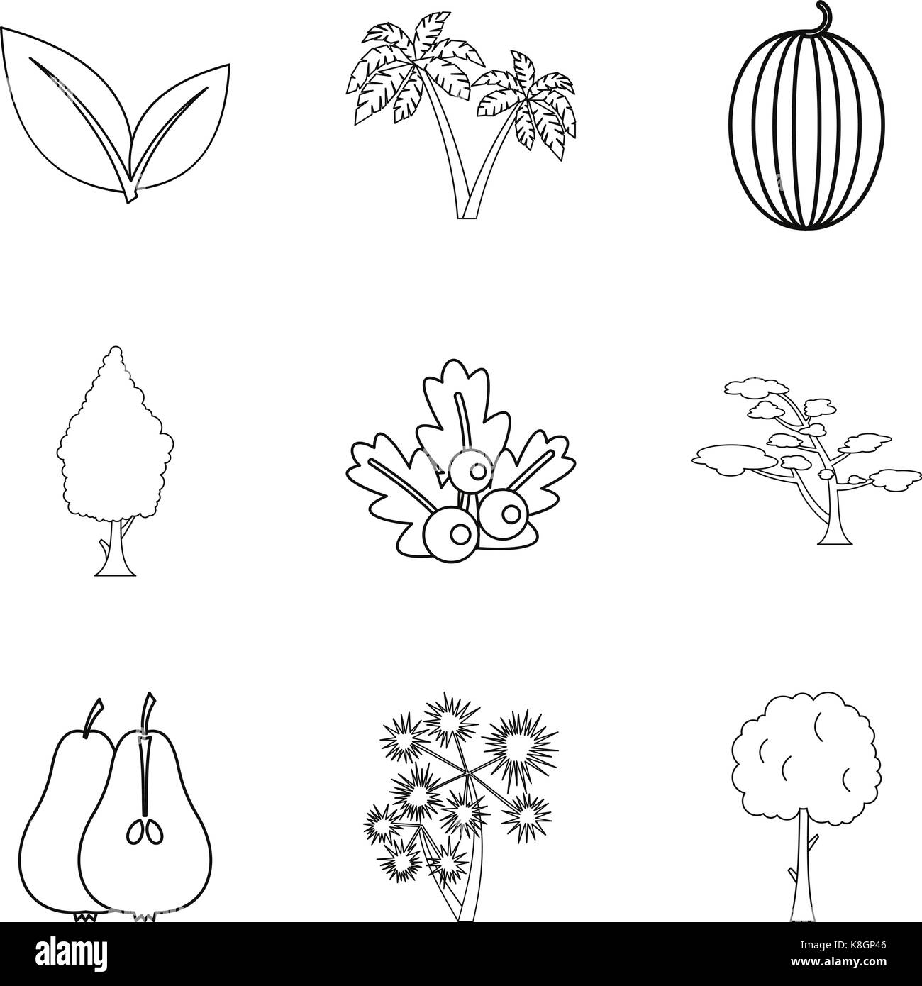 Cantiere set di icone di stile di contorno Illustrazione Vettoriale