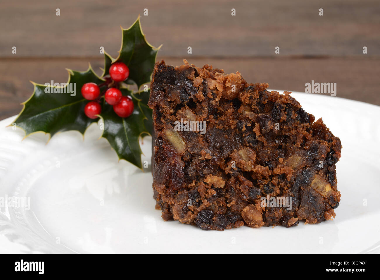 Macro pudding natalizio slice Foto Stock