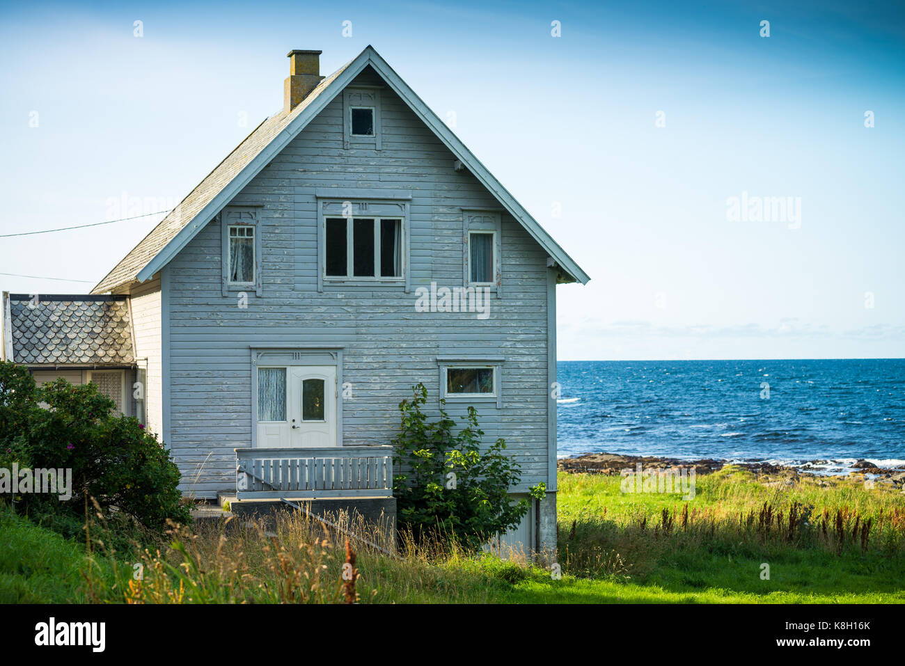 Case rurali in bird island runde in Norvegia, More og Romsdal, Norvegia, l'Europa. Foto Stock
