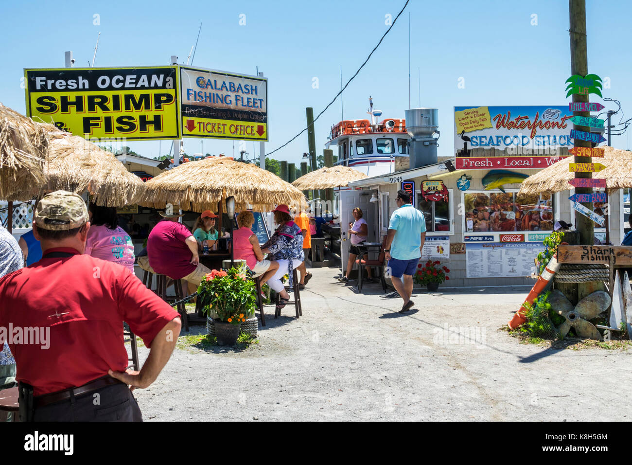 North Carolina, NC, Calabash, città di pesca, pesce, cucina regionale, ristoranti, chiosco alimentare, cartello, fiume Calabash, NC170518013 Foto Stock