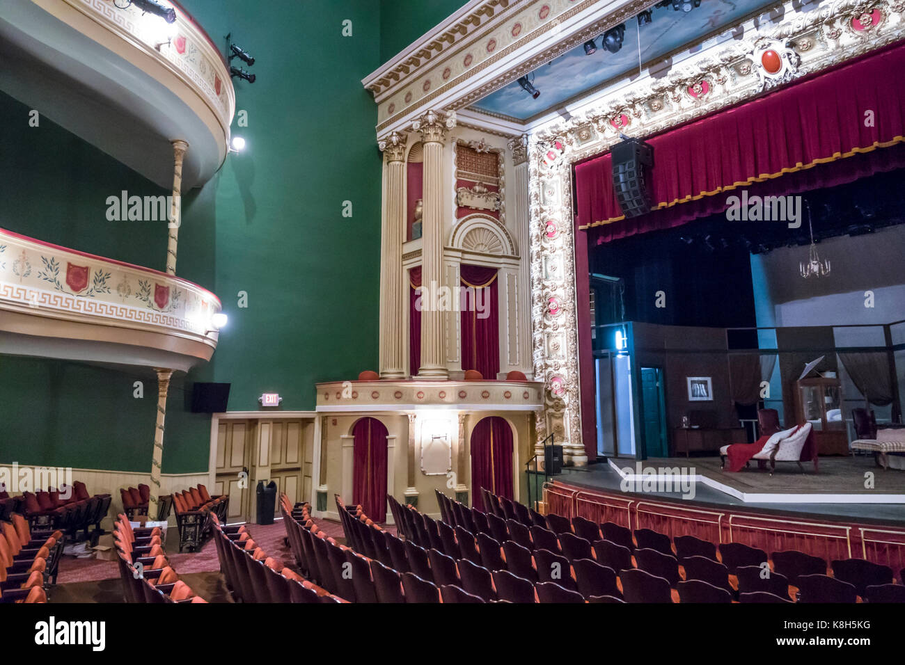 Wilmington North Carolina, North 3rd Street, quartiere storico, Thalian Hall Center for the Performing Arts, teatro, teatro, interno, posti a sedere, balcone Foto Stock