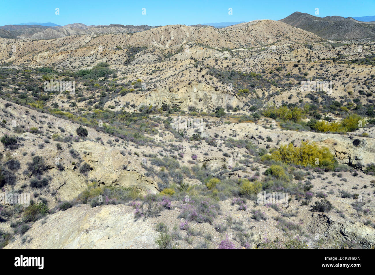 Il deserto Tabernas è nella provincia spagnola di Almeria. è la regione più secchi di Europa e il continente è solo vero clima del deserto. Foto Stock