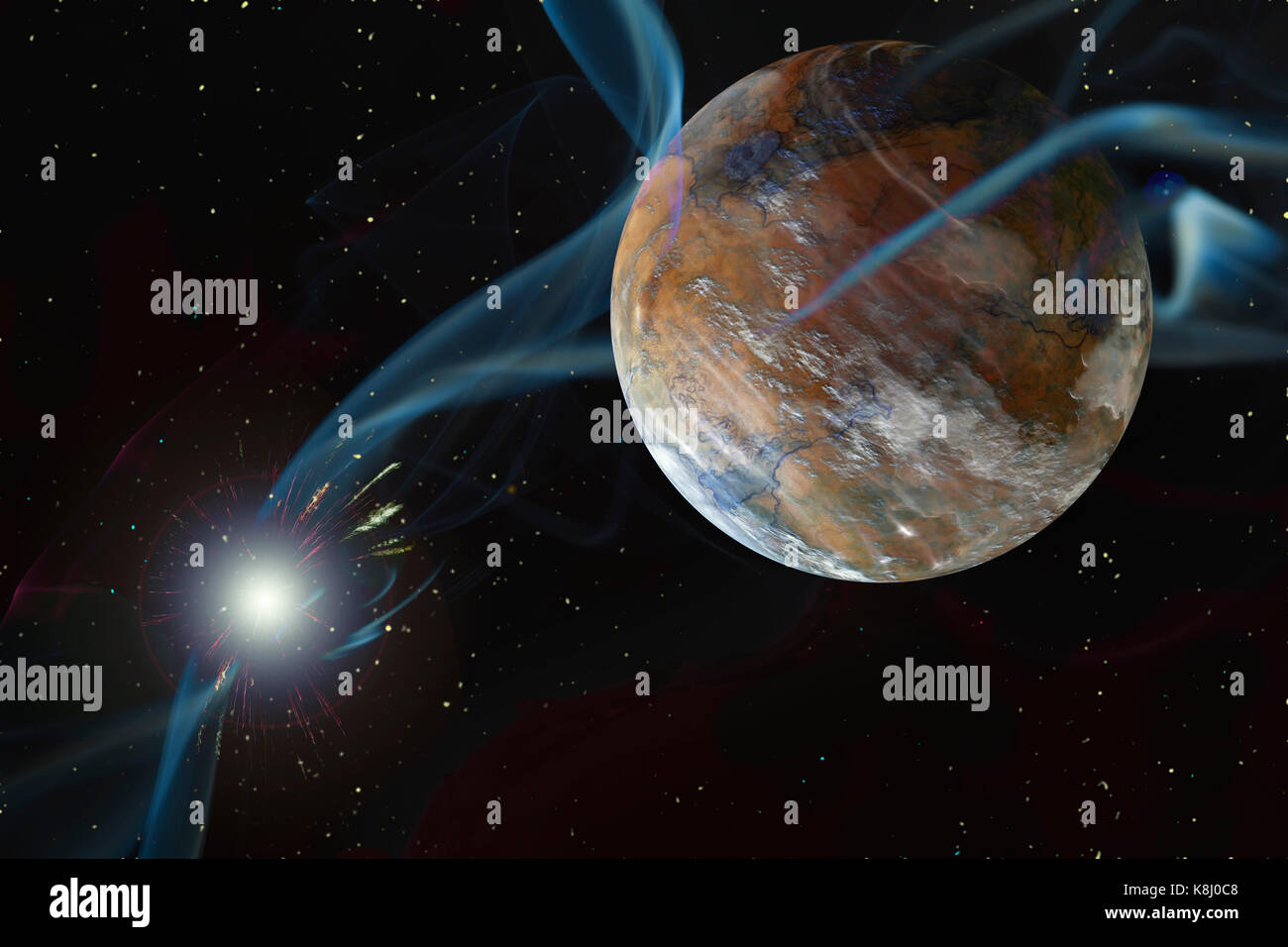 Secca rocciosa pianeta alieno atmosfera bruciato Foto Stock